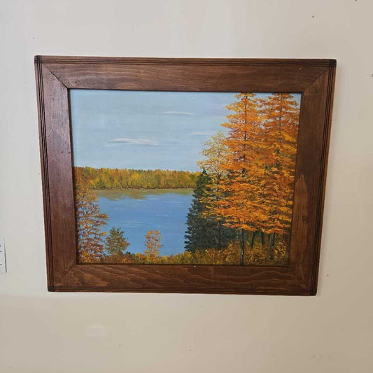 FALL TREES AT THE LAKE~OIL PAINTING