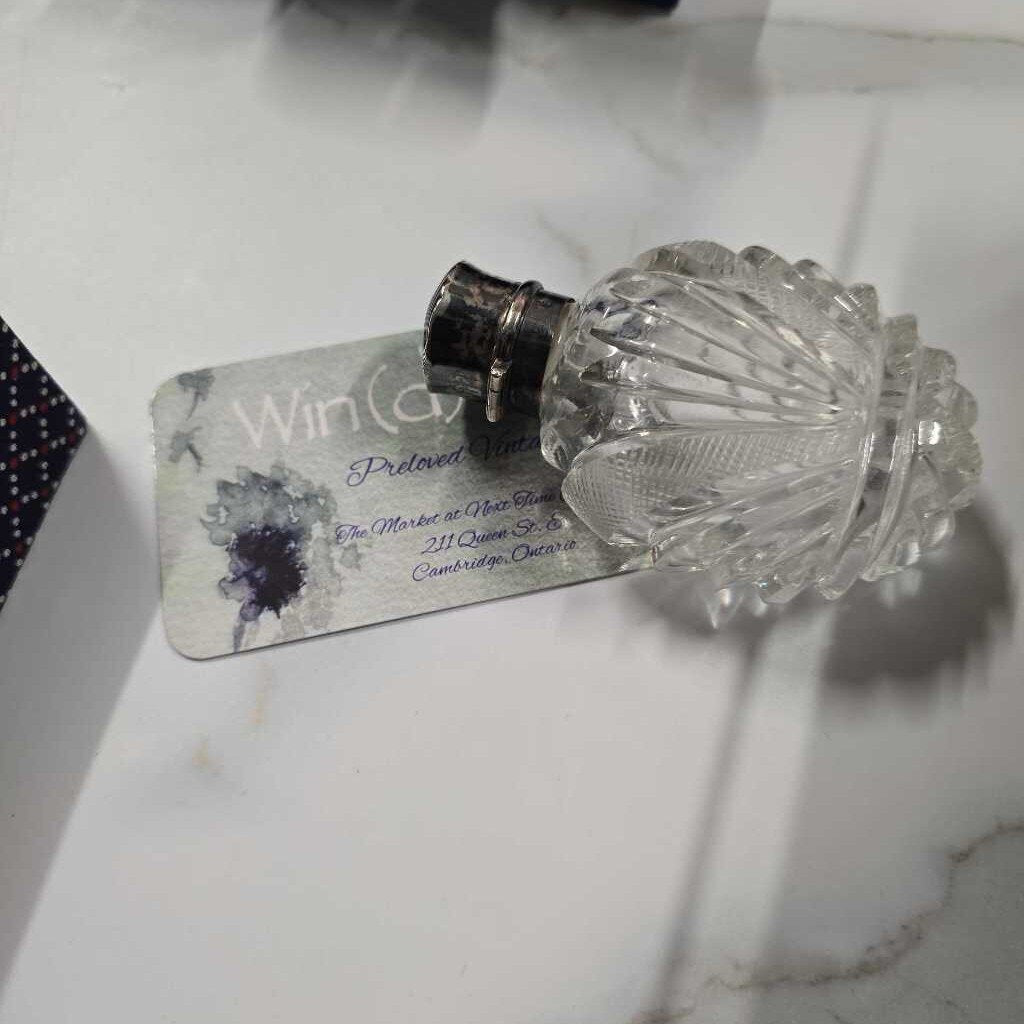 Vintage Cut Crystal Scent Bottle with Sterling Lid