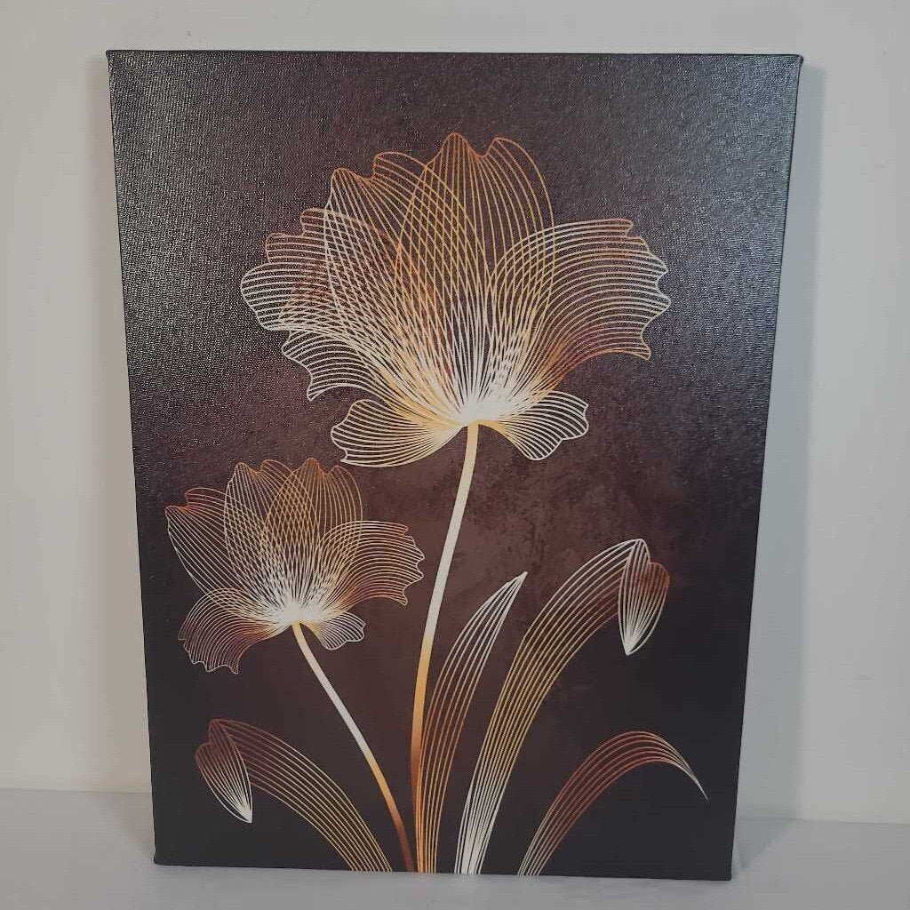 ORANGE/CREAM FLORAL CANVAS