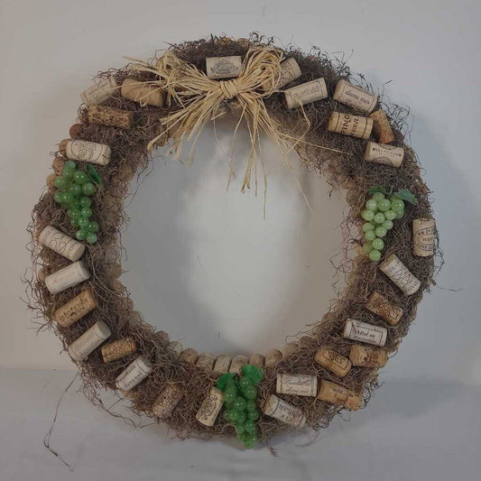 CORK WREATH W/ GRAPES