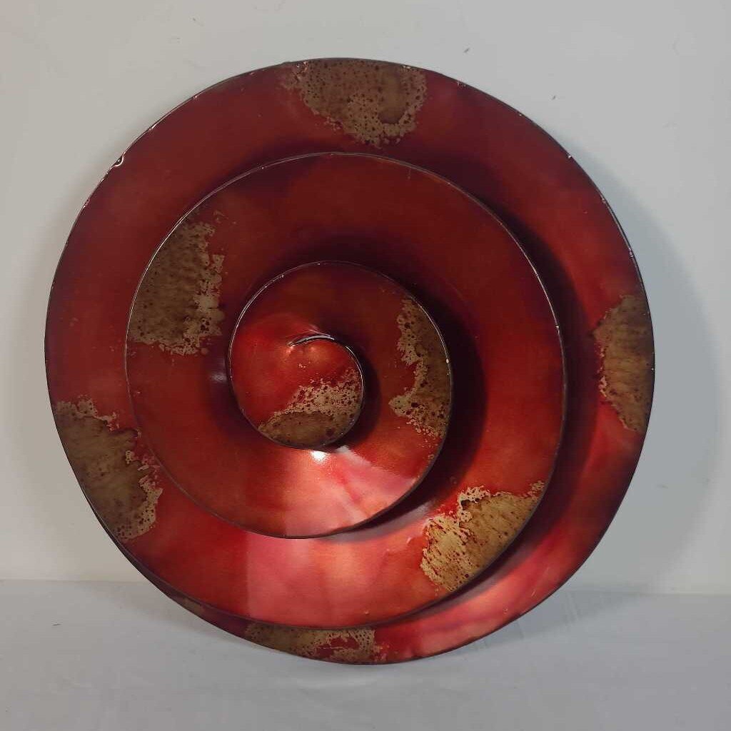 RED CIRCULAR METAL WALL ART