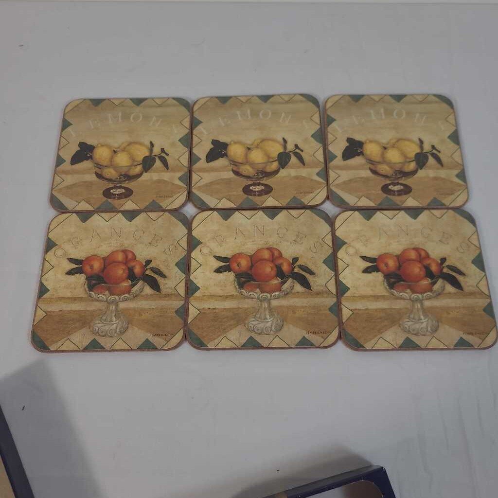 S/6 CITRUS FRUITS COASTERS