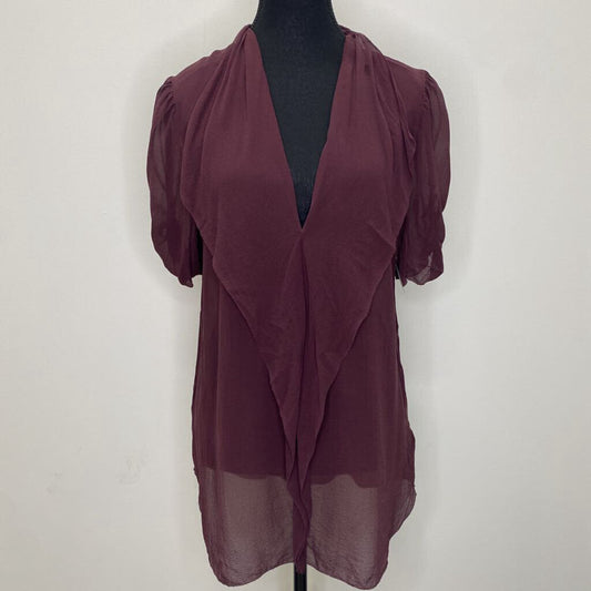 BABATON - 100% SILK MAROON S/S BLOUSE