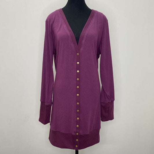 MEROKEETY - PURPLE BUTTONED CARDIGAN