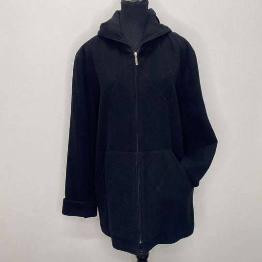 NYGARD COLLECTION - BLACK WOOL COAT W/ HOOD