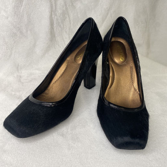 ME TOO - BLACK CALF HAIR LEATHER HEELS