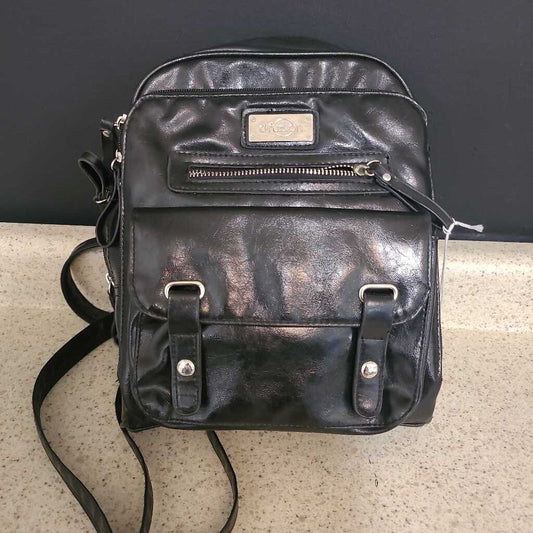 D-FUSION - BLACK FAUX LEATHER BACKPACK