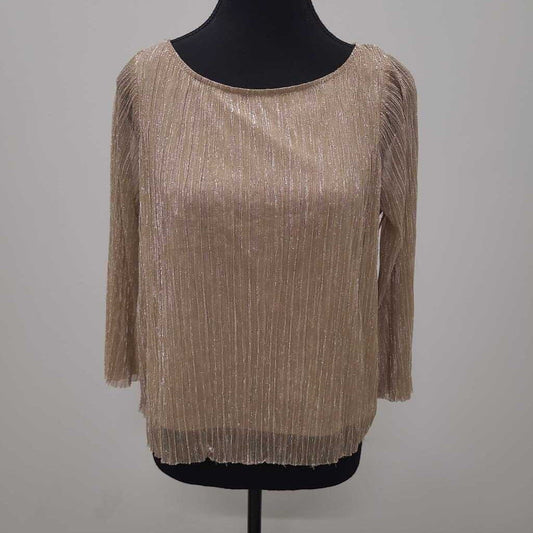 OAK + FORT - GOLD GLITTER 3/4 SLEEVE TOP