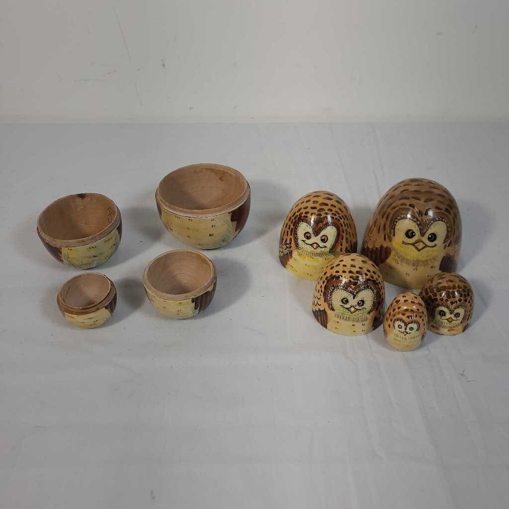 5 PC NESTING OWLS