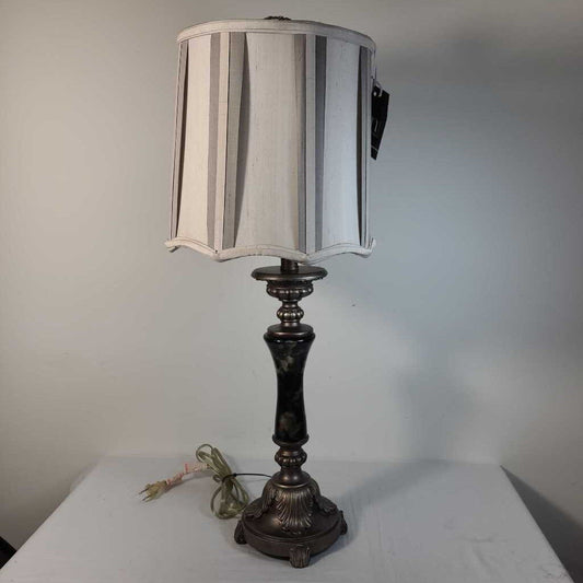 MARBLE BASE LAMP W/GREY SHADE