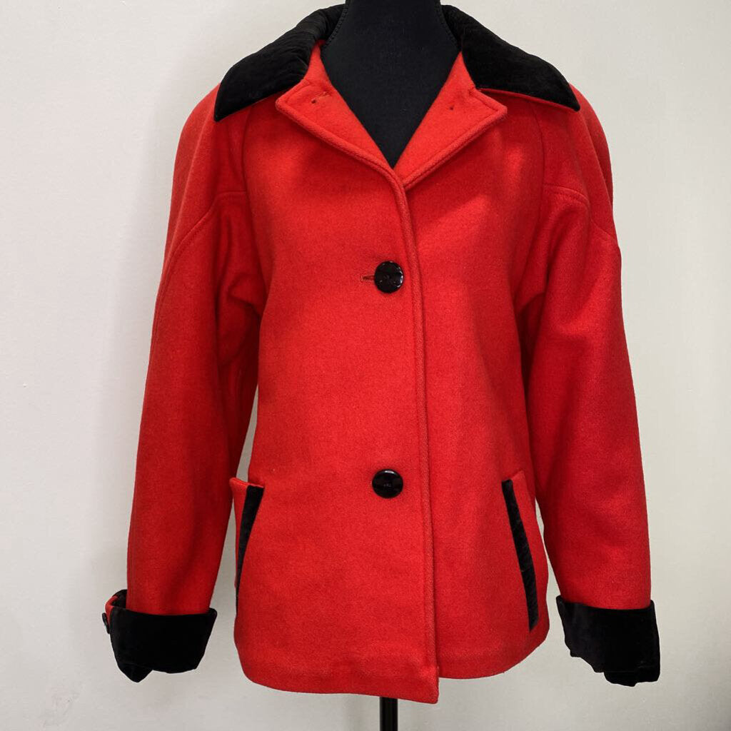 COLLECTION ELEGANTE - 100% WOOL RED PEACOAT
