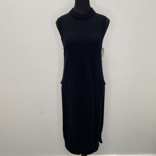 WILFRED - BLACK WOOL SLEEVELESS MAXI DRESS W/ SIDE SLITS