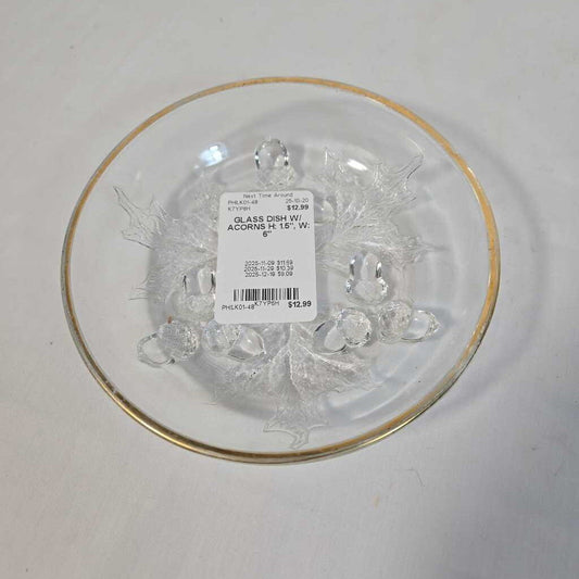 GLASS DISH W/ ACORNS