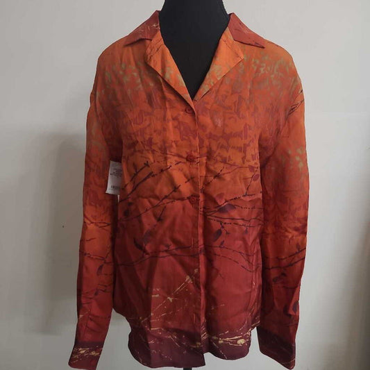 STEILMANN - BURNT ORANGE/RED BUTTON-UP BLOUSE