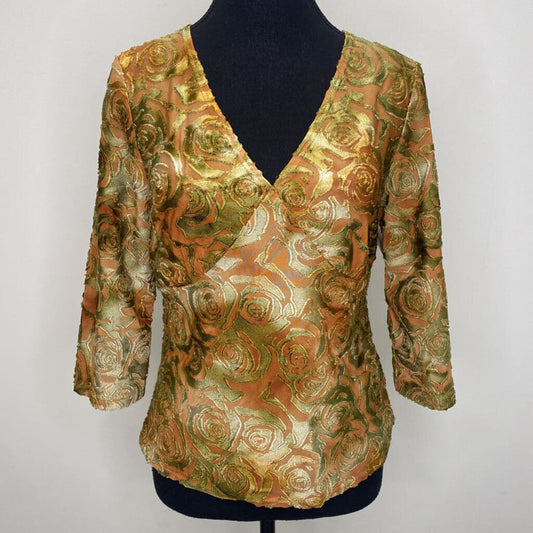 TRIBAL - GREEN/BROWN VELVET EMBOSSED TOP