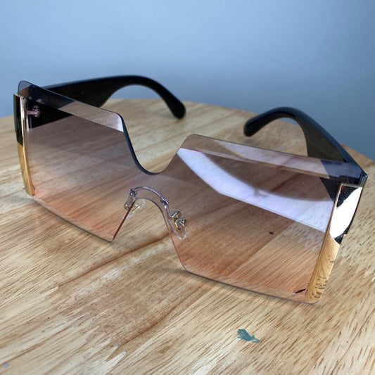 Y2K PINK GRADIENT RIMLESS OVERSIZED SQUARE SUNGLASSES