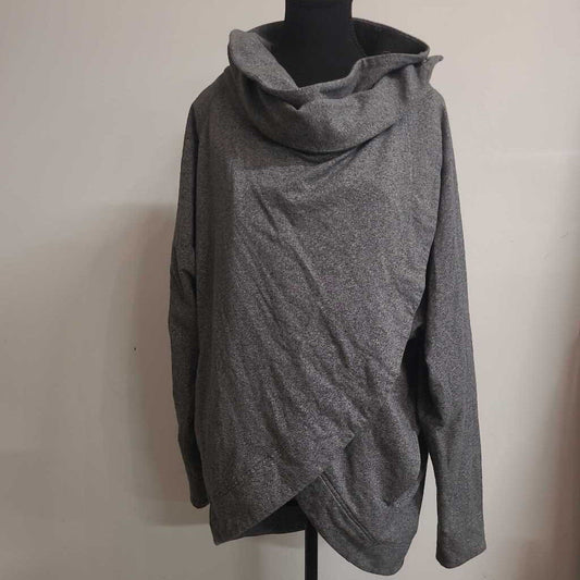LULULEMON - GREY RULU RALLY WRAP HEATHERED SNAPS TULIP CUT SWEATER