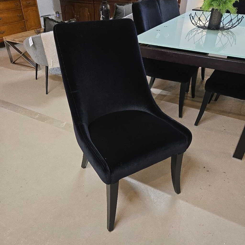 S/6 BLACK VELVET DINING CHAIR