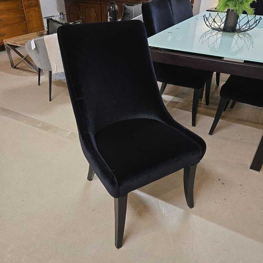 S/6 BLACK VELVET DINING CHAIR