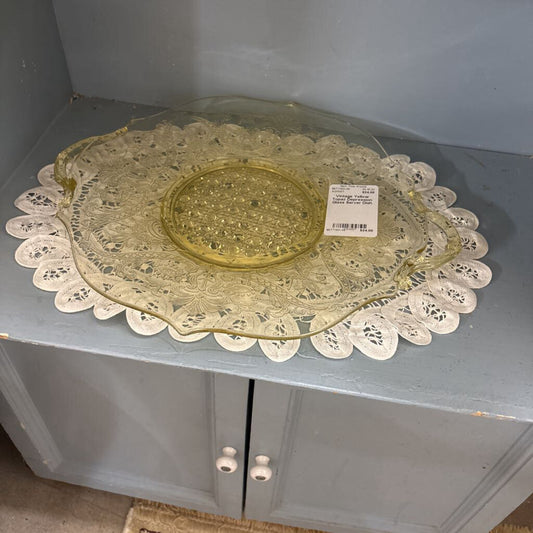 Vintage Yellow Topaz Depression Glass Server Dish