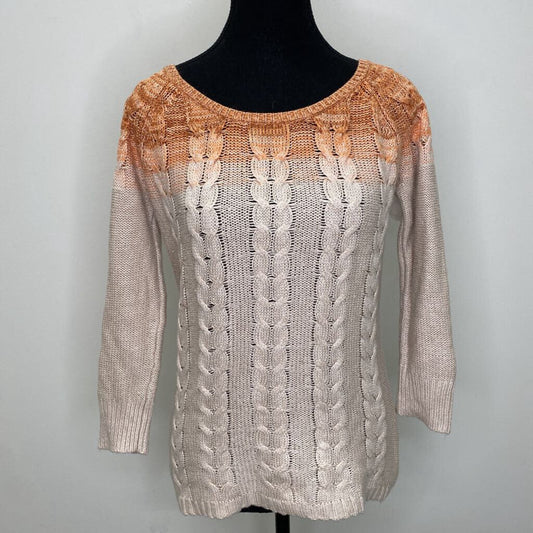 THE LIMITED - CREAM/ORANGE KNIT SWEATER