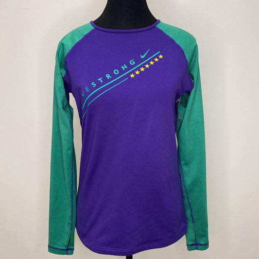 NIKE PRO - PURPLE/GREEN "LIVESTRONG" L/S FLEECE TOP
