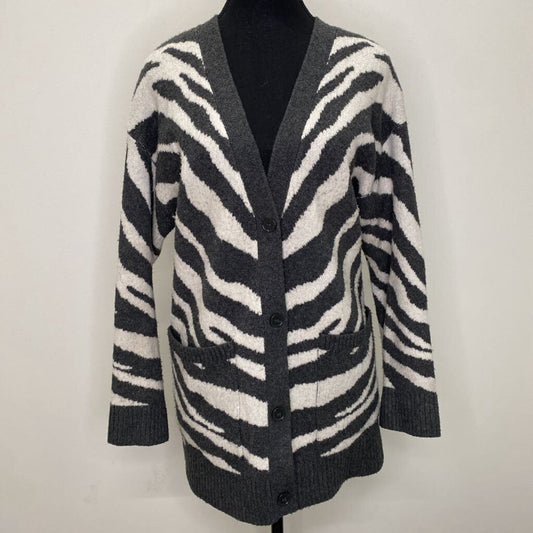 FRENCH CONNECTION - GREY/WHITE SWIRL BUTTONED CARDIGAN