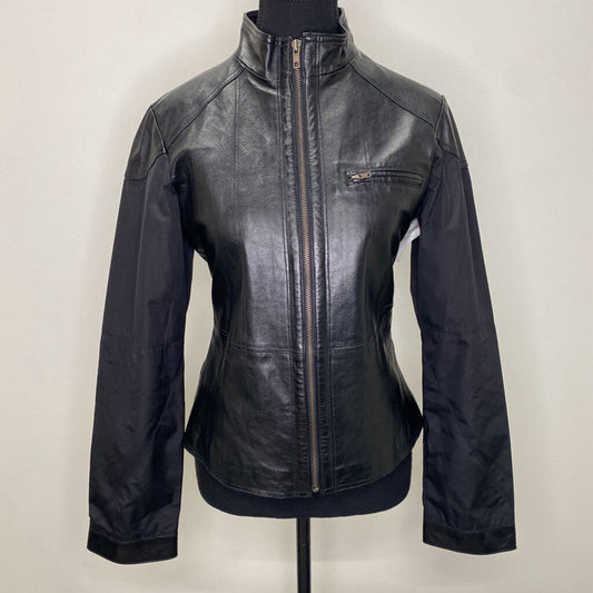 MEXX - BLACK LEATHER/NYLON MOTO JACKET