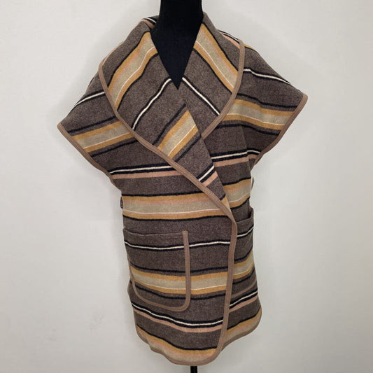 *AS IS* WILFRED FREE - WOOL-BLEND WESTERN STRIPED PONCHO VEST