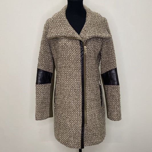 CALVIN KLEIN - BROWN TWEED COAT W/ ELBOW PADS
