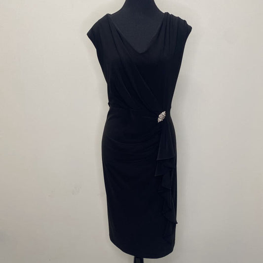 FRANK LYMAN - BLACK SLEEVELESS MIDI DRESS W/ RUCHING