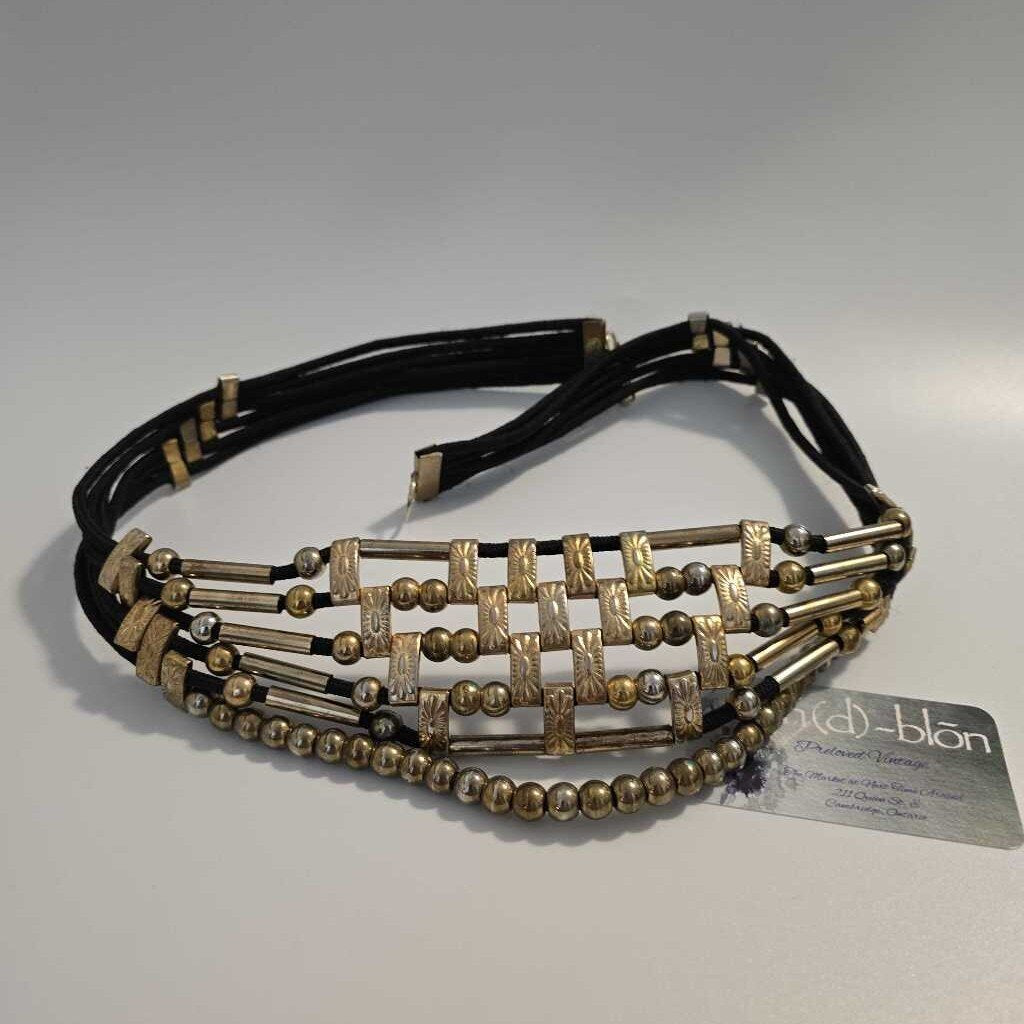 Vintage Black & Gold Wrap Belt