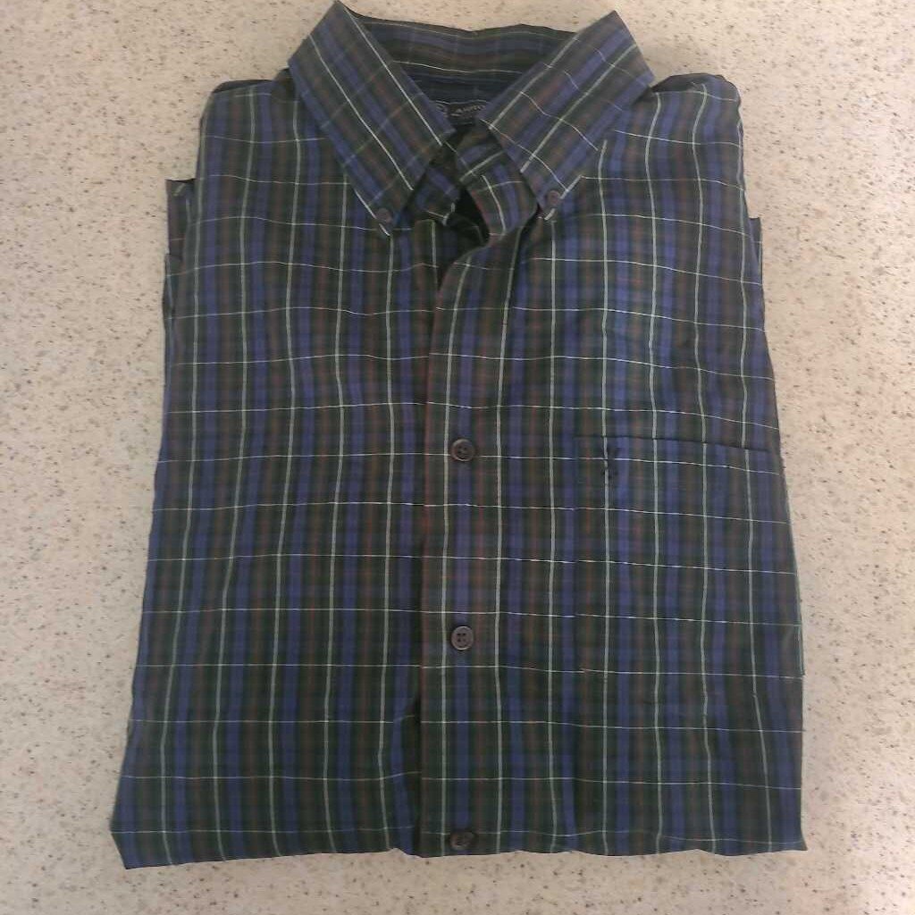 MENS GREEN/BLUE PLAID DRESS SHIRT