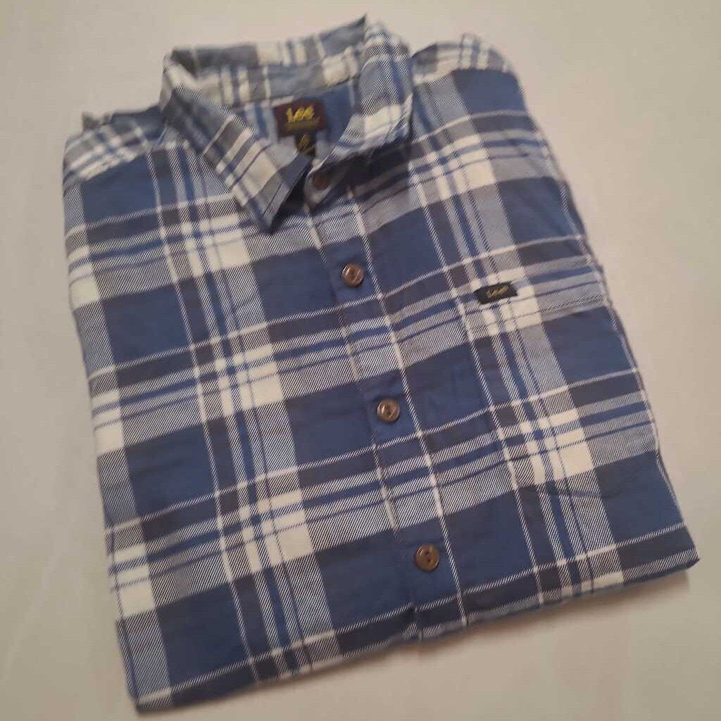 MENS BLUE/WHITE PLAID SHIRT