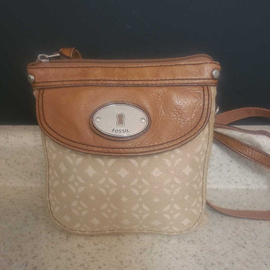 FOSSIL CLOTH & LEATHER CROSSBODY