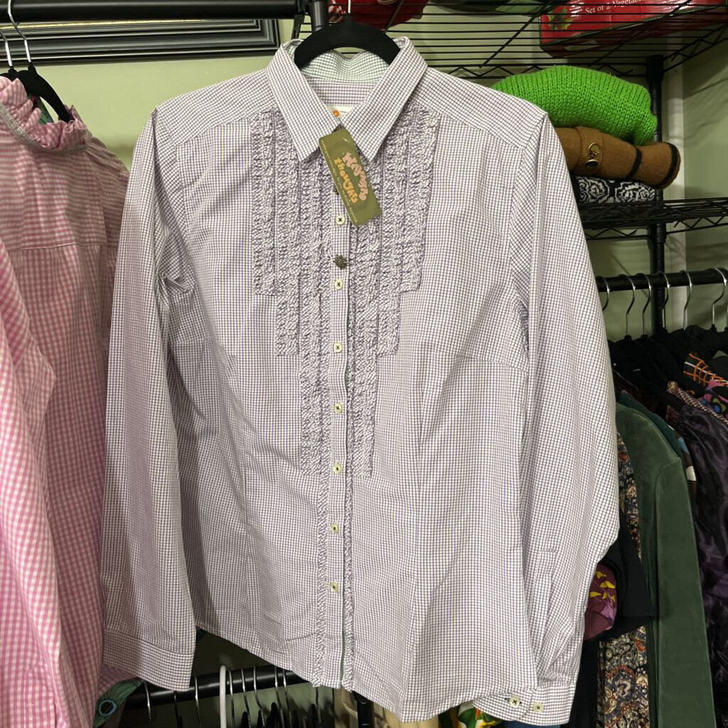 Women's Purple/White Check Button Down Shirt
