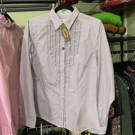 Women's Purple/White Check Button Down Shirt