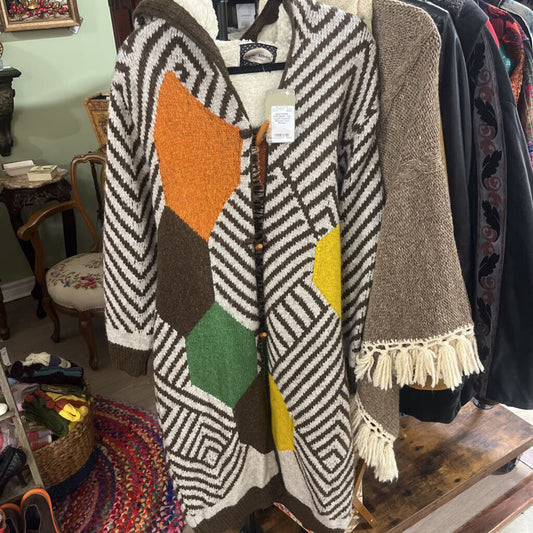 NEW MOON KNITWEAR - Full Length Colourful Sweater Coat