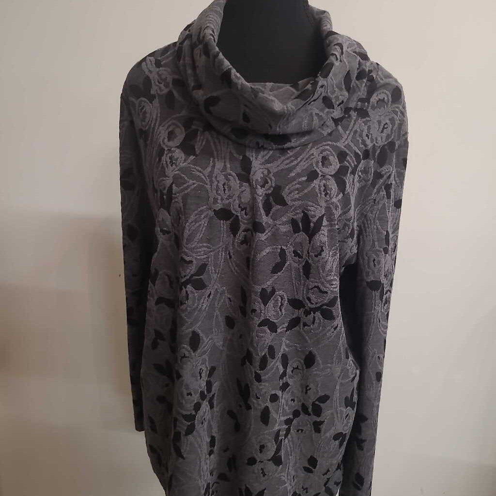 BLACK & GREY COWL NECK TOP