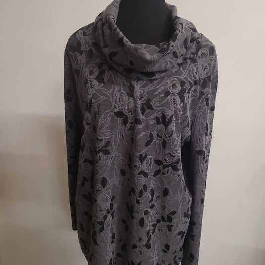 BLACK & GREY COWL NECK TOP