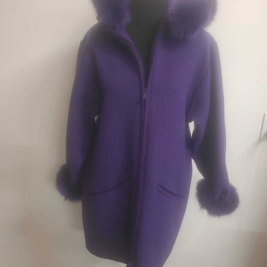 PURPLE WOOL COAT WITH NYLON TOPPER