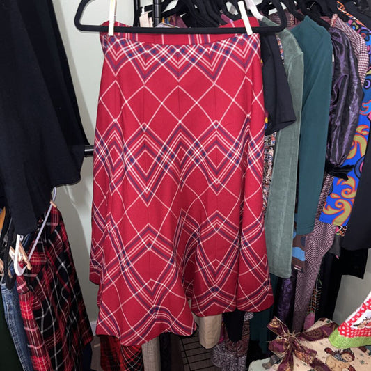 Vintage Wool Plaid A- Line Skirt