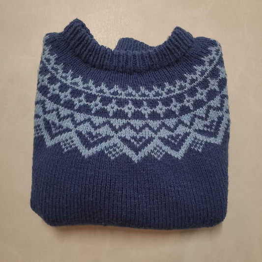 BLUE HANDKNIT FAIR ISLE SWEATER