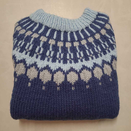 BLUE HANDKNIT FAIR ISLE SWEATER