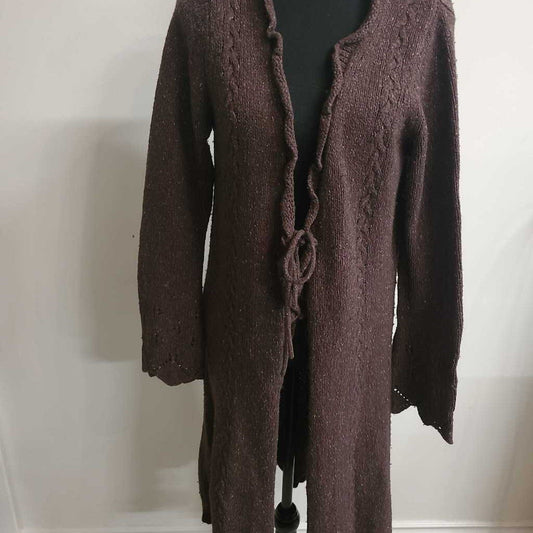 LONG BROWN OPEN FRONT CARDIGAN