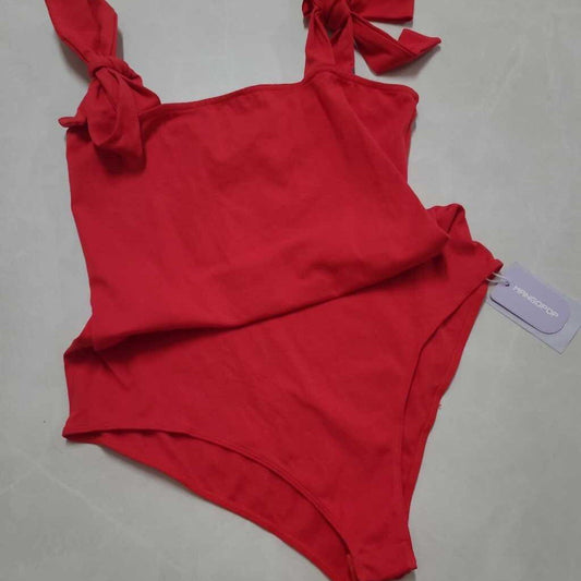 RED BODYSUIT WITH TIES