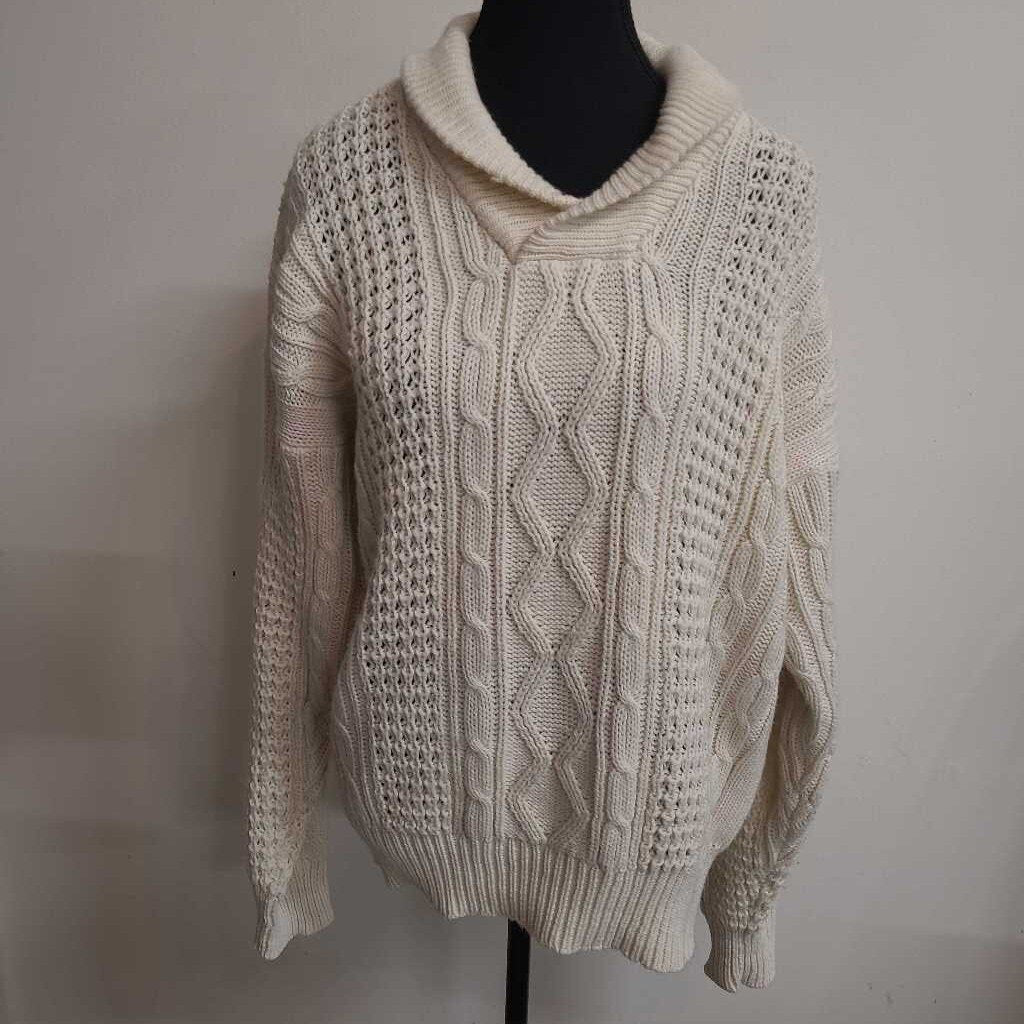 MENS CREAM CABLE KNIT SWEATER