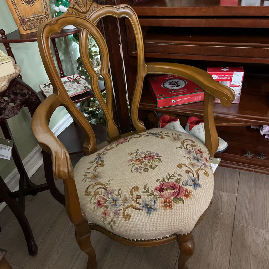 Vintage Chair with Embroidered Seat