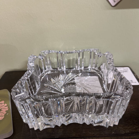Vintage Pinwheel Crystal Square Ashtray