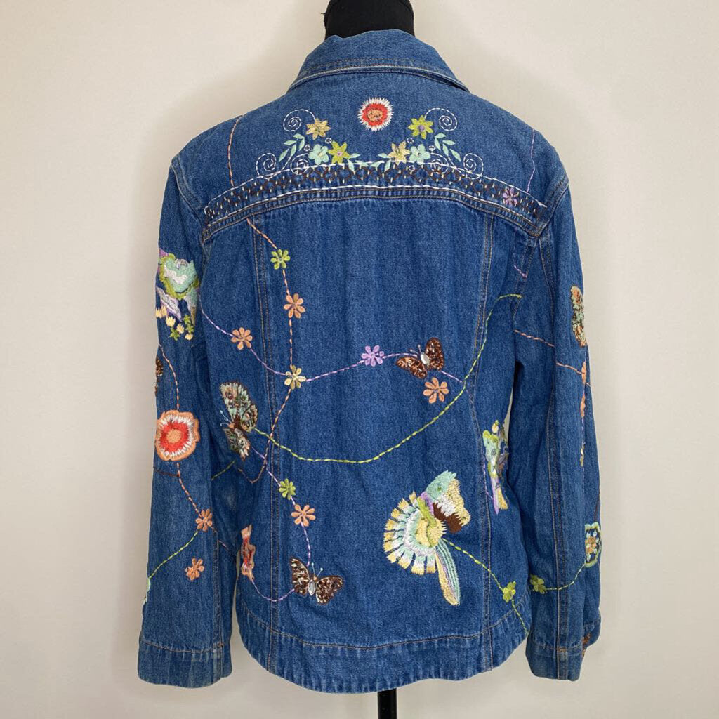 MULTIPLES - BUTTERFLY BEADED EMBROIDERED DENIM JACKET